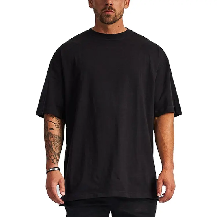 ドロップショルダーカジュアルTシャツ卸売半袖麻綿メンズTシャツ