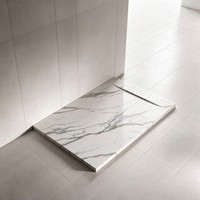 Base de douche monobloc sans joint en pierre de quartz artificielle, antidérapante classe 3, 11 pièces par paquet pour villas et hôtels