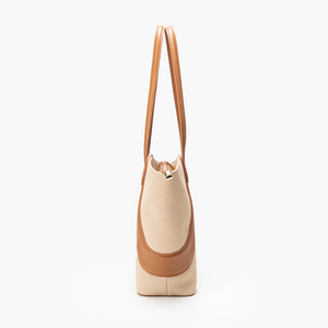Sac fourre-tout beige grande capacité en PU, sac à bandoulière imperméable pour le quotidien et les voyages - Product Image 4