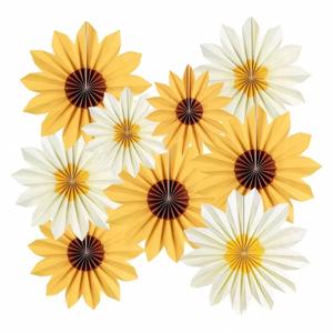 Nouvel ensemble d'éventails en papier <span class=keywords><strong>Origami</strong></span> Tournesol pour la décoration d'ambiance de fête - Product Image 3