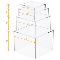 Boîte de rangement en acrylique transparent pour présentoir de 4 pièces Cube en acrylique transparent pour présentoir de fête
