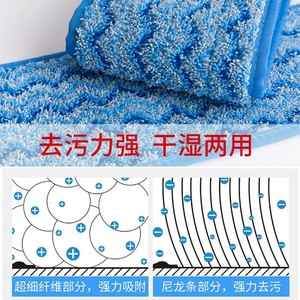 <b>Flat</b> <b>Mop</b> Cloth Replacement 45x14cm 65x14cm 95x14cm Blue Polyester For Commercial Use Hotel Property Hospital - Product Image 4