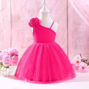 ชุดเดรสเด็กผู้หญิง ดีไซน์สวยหรู สำหรับฤดูร้อน เนื้อผ้าระบายอากาศดี ทรงเอไลน์ ความยาวปานกลาง แบบไหล่เดียว สไตล์เจ้าหญิง - Product Image 1