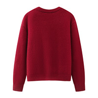 Pull en tricot jacquard rétro de Noël à motif cœur et losanges rouges pour femme, col en V, coupe ample, épaules tombantes, décontracté pour l'automne