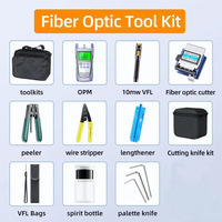 Kit d'Outils Fibre Optique FTTH pour Assemblage, Dénudage et Raccordement avec Mètre de Puissance Optique, VFL et Clivense à Fibre