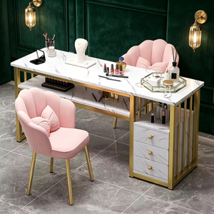 Mesa <span class=keywords><strong>de</strong></span> Manicura <span class=keywords><strong>de</strong></span> Lujo Modelo 2026, con Superficie <span class=keywords><strong>de</strong></span> Mármol Blanco, para Salón <span class=keywords><strong>de</strong></span> Belleza y Maquillaje - Product Image 2