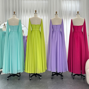 Sharon Said SF076 Elegante Abito da Sera Giallo Limone Stile Dubai <span class=keywords><strong>con</strong></span> Maniche a Mantella, Abito da Sposa per Donna, <span class=keywords><strong>Vestito</strong></span> da Cerimonia, Non Disponibile - Product Image 3