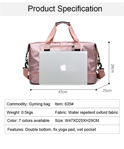 Bolsa multifuncional para ejercicio, yoga y fitness, ligera, para guardar artículos, con separación para ropa seca y mojada, ideal para viajes. - Product Image 4