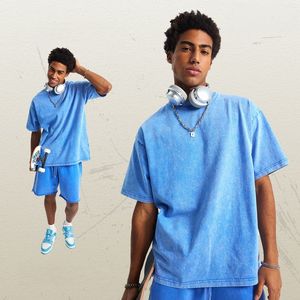 Camiseta de Hombre con Logotipo Personalizado, Estilo Oversize, Lavado Ácido, Algodón Vintage, Manga Corta, Estilo Urbano, Casual, Holgada, Hip Hop - Product Image 2