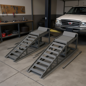 Lot de 2 rampes hydrauliques pour voitures à profil bas, 5T 11000lbs, en acier, pour garage, levage de véhicules, camions et remorques, couleur grise - Product Image 2