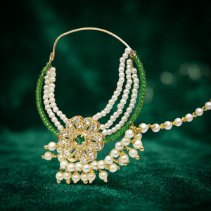 Anneau de nez indien en alliage de zinc doré, forme de fleur, trois couches, style Nath, bijou corporel traditionnel ethnique de mariage pour femmes - Product Image 6