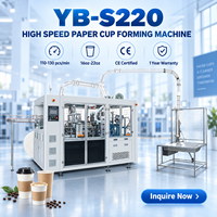 Machine automatique de formage de gobelets en papier YB-S220 16oz-22oz, haute efficacité, pour la production de gobelets jetables