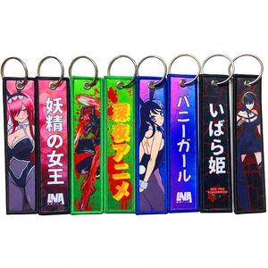 Personalized <b>Custom</b> Anime Cartoon Design Jet Tags <b>Key</b> Chain Fabric Embroidery Woven Keychain Keystrap Keyholder - Product Image 1