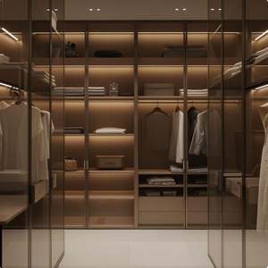 Customized Dressing Room Walk in Bedroom Closet Storage Cabinet Combination Floor to Ceiling Open <b>Wardrobe</b> Glass <b>Door</b> - Product Image 1