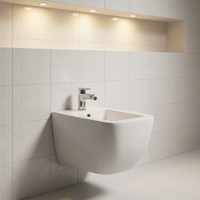 Asiento de Bidé de Cerámica Moderno y Ecológico, Suspendido en la Pared, con Rociador Vertical, para Hoteles y Baños
