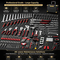 Kit de clés à douilles combinées en acier au chrome-vanadium, 187 pièces, boîte à outils de réparation professionnelle pour mécaniciens, coffret à roulettes
