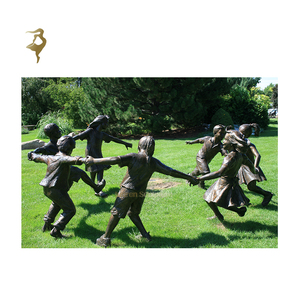 Чугунные Металлические уличные маленькие 2 девочки, играющие скульптуры, садовые бронзовые статуи - Product Image 4