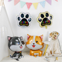 Dessin animé Mignon Husky Corgi Pet Chien Patte En Aluminium Ballon Globos Fête Décoration Exposition Écrire Chien Pied Os Ballon