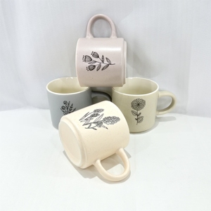 แก้วเซรามิกสโตนแวร์ลายการ์ตูนเส้นสีดำ พิมพ์โลโก้คุณภาพสูง ทนทาน เป็นมิตรกับสิ่งแวดล้อม ใช้กับเครื่องล้างจานและไมโครเวฟได้ - Product Image 3