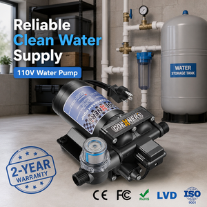 Pompe à eau à membrane auto-amorçante en acier inoxydable 110/220V AC 0.5 <span class=keywords><strong>HP</strong></span> 6GPM 70PSI avec interrupteur réglable pour système solaire DC - Product Image 1