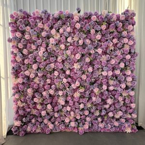 E-FW0035 Wholesale Artificial 3D Flowers Wall Panels 8ft * 8ft Rose Flower Wall Roll up 5d Flower Wall for Wedding Decoration - Product Image 1