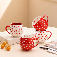 Mug en céramique italien minimaliste à motif cœur, design créatif peint à la main à pois, mignon, pour café/eau, idéal pour mariage