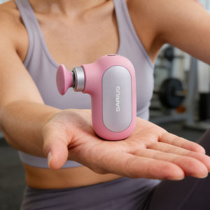 <span class=keywords><strong>Mini</strong></span> Pistola de Masaje Pocket Force, Pistola de Masaje de Tejido Profundo Portátil de Alta Potencia con Estuche de Cuero y 5 Cabezales - Product Image 1