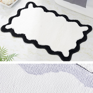 SUREWALHOME Luxury Cute Bathroom Rugs, White <strong>Bath</strong> <strong>Mat</strong> W/Black Scalloped Edge, Microfiber Aesthetic Trendy <strong>Funky</strong> Fun Preppy Rug - Product Image 5