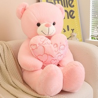 Ours en peluche Cœur Violet, Géant Taille Humaine, pour la Saint-Valentin, Poupée Animal en Peluche Super Douce, Coussin Long pour Dormir