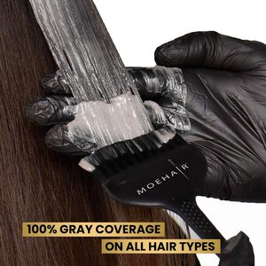 Kit de Coloración Capilar MOEHAIR |   Tinte Permanente para el Cabello 5NN (Castaño Claro Intenso) Revelador de 20 Volúmenes Crema al 6% |   Infundido con Queratina |   Gris - Product Image 6