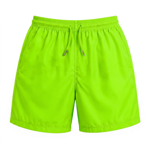Shorts de bain pour hommes vert fluo à séchage rapide, légers, imprimés, avec cordon de serrage et taille élastique, pour la plage et l'été - Product Image 1