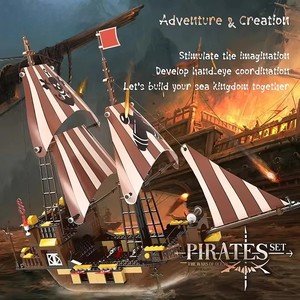 Ept thiết kế mới xây dựng tàu khối gạch trẻ em Xây dựng đồ chơi tàu cướp biển cho trang trí nội thất - Product Image 4