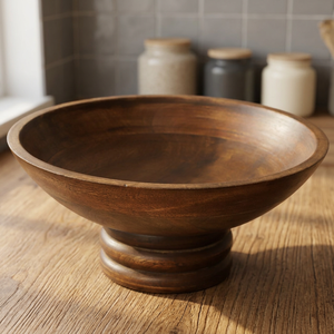 Bol sur piédestal en bois artisanal à motif animalier traditionnel SB-002, ensemble de 3 pièces, décoration d'intérieur par Aqudus Saleem - Product Image 3