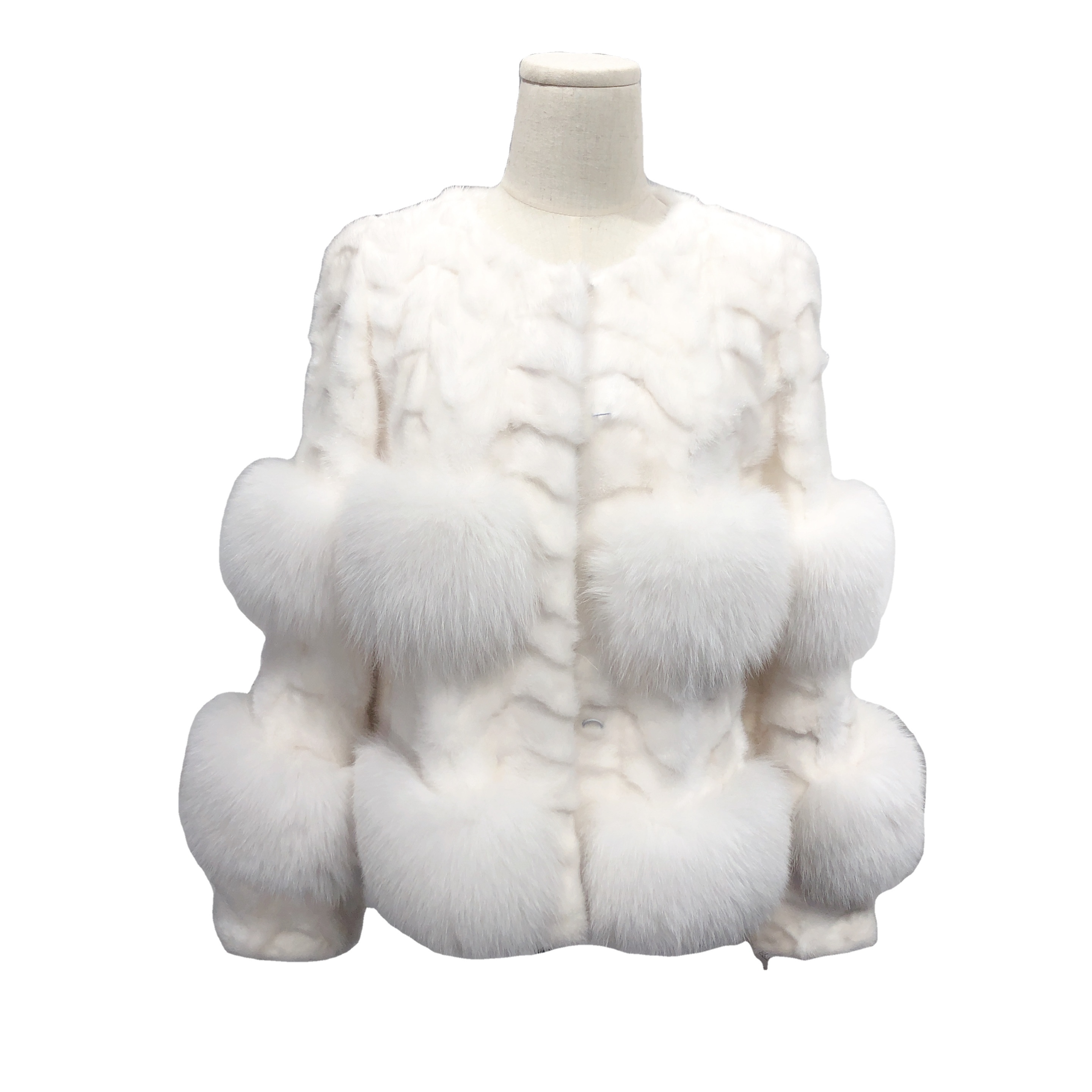 Winter Women Fashion fox fur trim coat Plus Size Jacket Women high quality hot sale mink fur coats