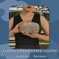 Pochette de jour à fermoir Kiss Lock, brodée de motifs floraux, style ethnique et Cheongsam traditionnel, sac à main exquis pour femme, avec chaînes de mariage
