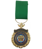 Pin de Élite Personalizado, Medalla de Oro Tradicional Moderna, Cinta Roja, Blanca y Azul, Hierro Electrochapado, Esmalte Suave, Coleccionable, Decoración para el Hogar