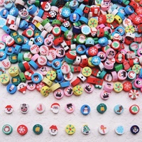 Ornamen Natal Santa Claus Manik-manik Tanah Liat Polimer Untaian Longgar DIY Gelang Kalung Bahan Aksesoris