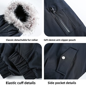 Parka d'hiver pour <span class=keywords><strong>homme</strong></span>, courte, imperméable, en nylon rembourré de polyester, avec capuche amovible à bordure en fourrure, épaisse et chaude, style décontracté et utilitaire - Product Image 4