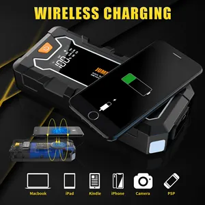 24000mah Wireless Charging Car Jump Starter Power Bank 4000a With Smart Jumper Cables Digital Display Screen Led Flashlight