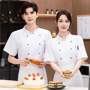 Barbacoa Restaurante Panadería Ropa DE TRABAJO Chef transpirable Ropa de trabajo de manga corta con el mejor precio Uniforme de chef - Product Image 4