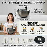 Multifunctionele 5 Messen Roestvrijstalen Fruitsalade Spinner Sla Snijmachine Groente Roterende Droger Chopper Salade Mixer Tools