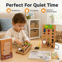 Tableau de contrôle interactif en bois avec interrupteur USB LED, jouet éducatif sensoriel Montessori pour développer la dextérité manuelle des tout-petits et des enfants