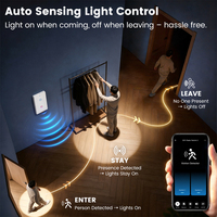 Interruptor Inteligente Tuya con Radar 10G, Panel de Vidrio Curvo 2.5D, Detección de Presencia Humana, Encendido/Apagado Automático, Compatible con Voz Universal, Alexa y Google