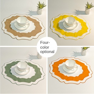Manteles individuales de lino bordados al por mayor, con bloques de color, lavables, resistentes al desgaste, aislantes para el hogar, para fiestas y bodas - Product Image 6