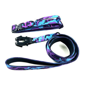 Conjunto de correa de perro de camuflaje táctico de lujo, hebilla de Metal pesado personalizada, forro de neopreno, suministros de entrenamiento para mascotas con estampado de nailon de lujo - Product Image 4