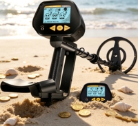 Détecteur de métaux souterrain avec écran LCD et bobine de recherche étanche, facile à utiliser pour la recherche d'or et de trésors, idéal comme cadeau