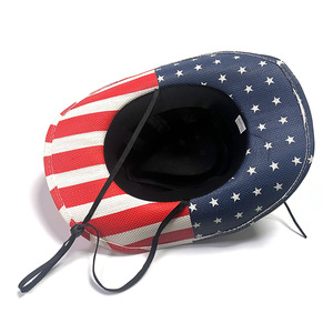 Sombrero de la serie de la bandera americana pintada a mano Día de la independencia de EE. UU. 4 de Julio Sombrero de <span class=keywords><strong>vaquero</strong></span> de paja occidental Sombrilla Retro - Product Image 2
