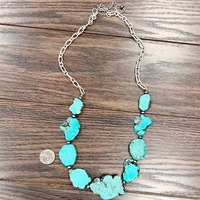 Collier Turquoise Dalle Fait Main Western Pour Cadeaux Cowgirl