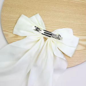 Jepit rambut kupu-kupu wanita, aksesori klip rambut pita besar ekor panjang ukuran besar - Product Image 4