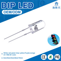 Diode LED ronde à trou traversant 5*8.7mm, puce InGaN multicolore 15 °   Lampe indicatrice LED personnalisable à angle de vision de 0,06W